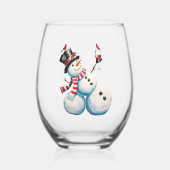 雪だるまとワインクリスマスおもしろいクリスマスギフト ステムなしワイングラス (裏面)