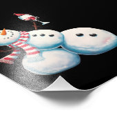 雪だるまとワインクリスマスおもしろいクリスマスギフト フォトプリント            (角)