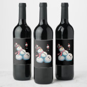 雪だるまとワインクリスマスおもしろいクリスマスギフト ワインラベル (ボトル)