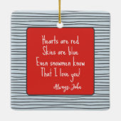 雪だるまと大ハート&詩 セラミックオーナメント (裏面)