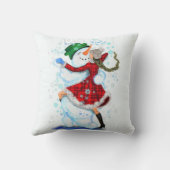 雪だるまと女の子のダンサーおもしろいクリスマス枕 クッション (裏面)