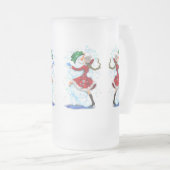 雪だるまと女の子のダンサーのガラスビアマグ フロストグラスビールジョッキ (正面右)