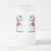 雪だるまと女の子のダンサーのガラスビアマグ フロストグラスビールジョッキ (中央)