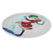 雪だるまと女の子のダンサーのクリスマスカッティングボード カッティングボード (角)