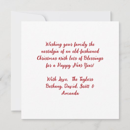 雪だるまと子供のヴィンテージファームクリスマス カード (裏面)