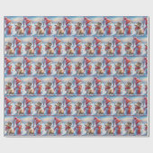 雪だるまと子犬 ラッピングペーパー (フラット)