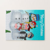 雪だるまと家族のパズル ジグソーパズル (横)