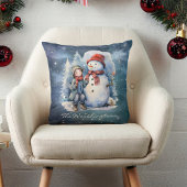雪だるまと少年とスカーフスターリーナイトモノグラム クッション
