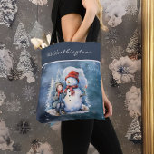 雪だるまと少年とスカーフスターリーナイトモノグラム トートバッグ