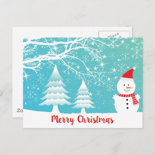 雪だるまと抽象芸術雪 ポストカード (正面/裏面)