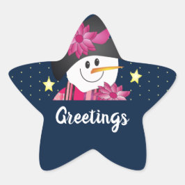 雪だるまと星 星シール