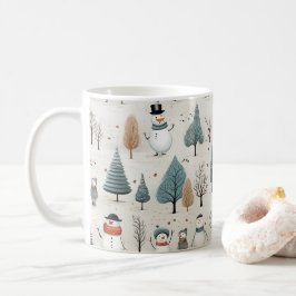 雪だるまと木々 コーヒーマグカップ