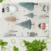 雪だるまと木 キッチンタオル (折り畳み)