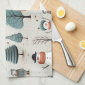 雪だるまと木 キッチンタオル (四つ折り)