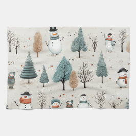 雪だるまと木 キッチンタオル
