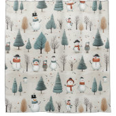 雪だるまと木 シャワーカーテン (正面)