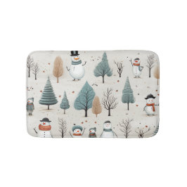 雪だるまと木 バスマット