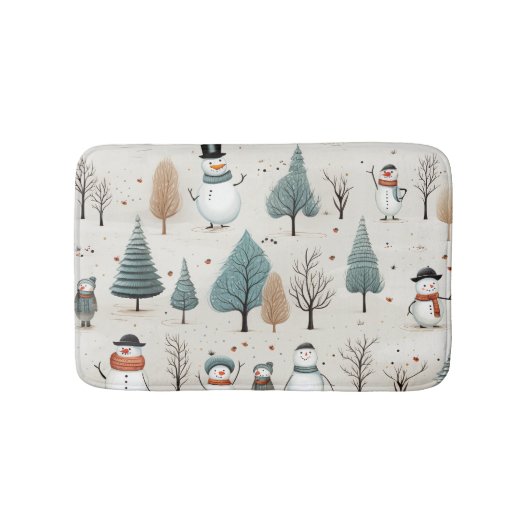 雪だるまと木 バスマット (正面)