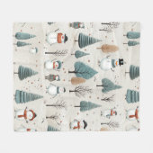 雪だるまと木 フリースブランケット (正面(横))