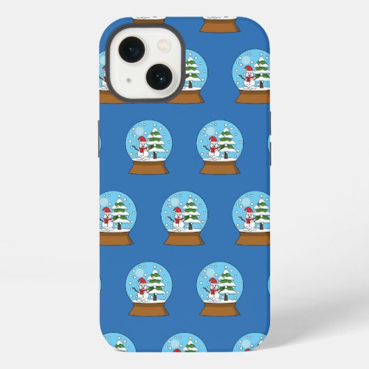 雪だるまと松の木のスノーグローブ iPhoneケース (裏面)