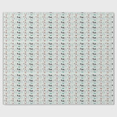 雪だるまと松の緑の木クリスマス ラッピングペーパー (フラット)