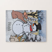 雪だるまと犬と猫の友情 | おもしろい ジグソーパズル (横)