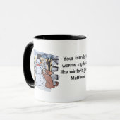 雪だるまと犬と猫の友情 | おもしろい マグカップ (正面左)