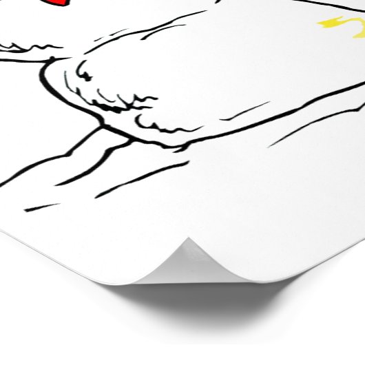 雪だるまと犬のおもしろい漫画 ポスター (角)