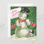 雪だるまと犬 シーズンポストカード (正面/裏面)