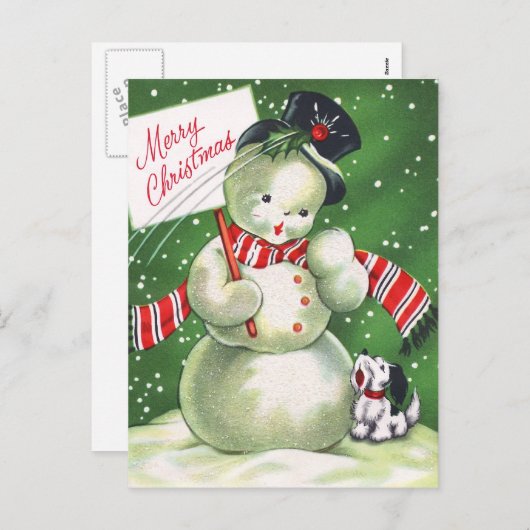 雪だるまと犬 シーズンポストカード (正面/裏面)