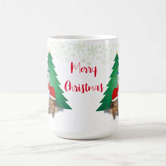 雪だるまと猫のクリスマス コーヒーマグカップ (中央)