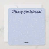 雪だるまと白熱［赤熱］光を放つスノースクエアホリデーカード シーズンカード (裏面)