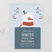 雪だるまと署名招待状 招待状 (正面/裏面)