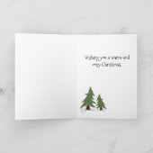 雪だるまと赤いコートの少女のクリスマスカード カード (内部)