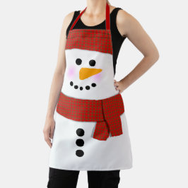 雪だるまと赤いスカーフのクリスマス エプロン
