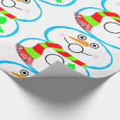 雪だるまと赤と緑のスカーフクリスマスホリデー ラッピングペーパー (角)