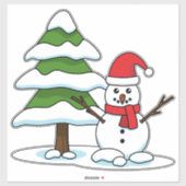 雪だるまと雪の松 シール (シート)