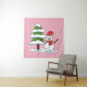 雪だるまと雪の松 タペストリー (インサイチュ)