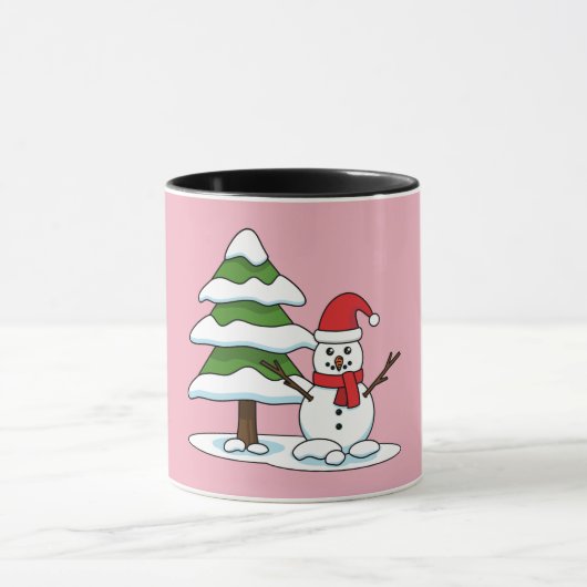 雪だるまと雪の松 マグカップ (中央)