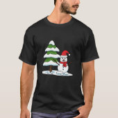 雪だるまと雪の松 Tシャツ (正面)