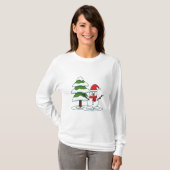 雪だるまと雪の松 Tシャツ (正面フル)