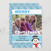 雪だるまと雪の結晶のカスタム写真 シーズンカード (正面/裏面)