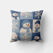 雪だるまと雪の結晶のキルト柄 クッション (裏面)