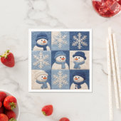 雪だるまと雪の結晶のキルト柄 スタンダードカクテルナプキン (インサイチュ)