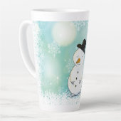 雪だるまと雪の結晶を降らせよう カフェラテマグ (左アングル)