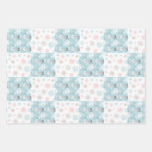 雪だるまと雪片かわいいクリスマス ラッピングペーパーシート (正面)