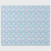 雪だるまと雪片のクリモダンスマス ラッピングペーパー (フラット)