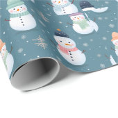 雪だるまと雪片のクリモダンスマス ラッピングペーパー (ロールコーナー)