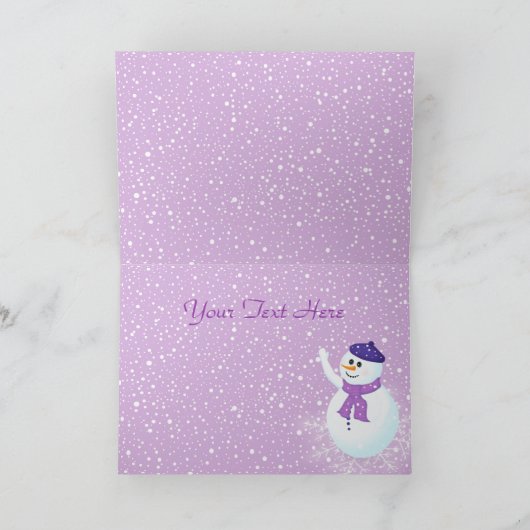 雪だるまと雪片グリーティングカード シーズンカード (内部)