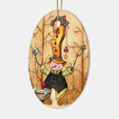 雪だるまと鳥の友人クリスマスオーナメント セラミックオーナメント (左)